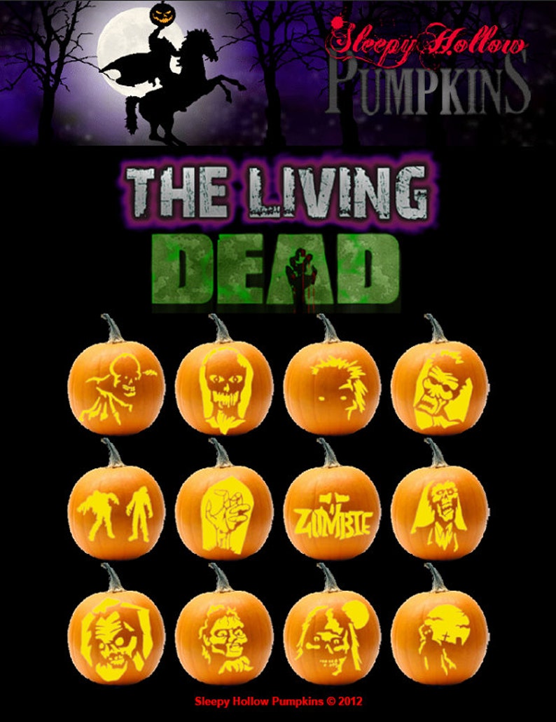 The Living Dead Pumpkin Carving Patterns - Printable PDF - Etsy