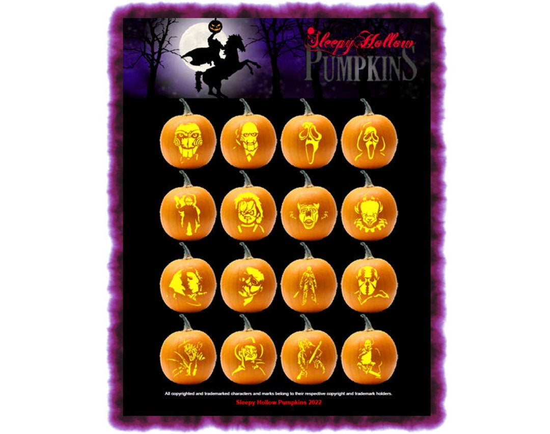 Modern Horrors Pumpkin Carving Patterns Printable PDF