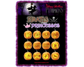 Pirates and Princesses Pumpkin Carving Patterns - Printable PDF