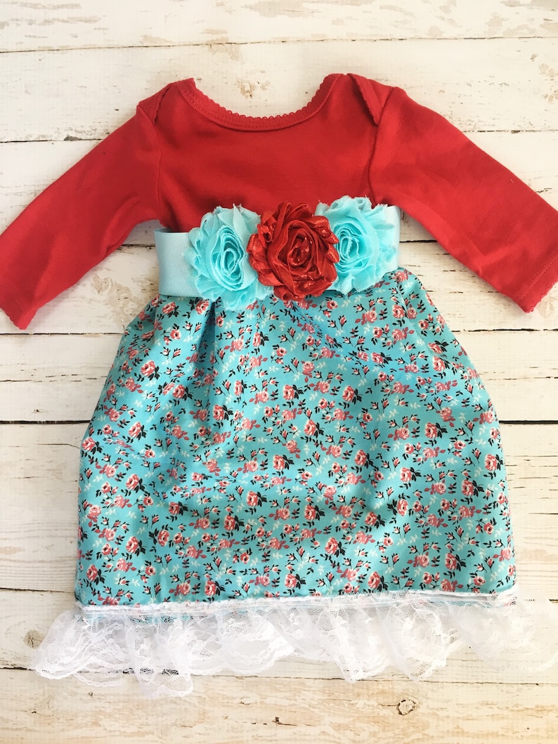 Upcycled Baby Dress Newborn Dress Baby Floral Dress Lace Trim Baby Dress Repurposed Clothing for Baby Unique Baby Gift for a Girl