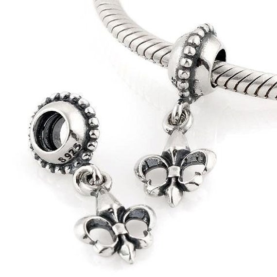Argent Sterling Fleur de Lys FLOWER Bead F/European Charm Bracelets Argent Sterling Fleur de Lys FLOWER Bead F/European Charm Bracelets