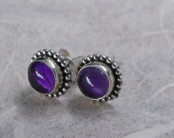 Purple shining amethyst 925 silver earrings