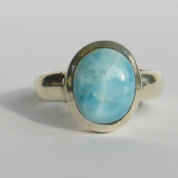 Rarität !  Leuchtendblauer Larimar Ring,925erSilber mit ovalem Larimar Gr.57 Larimar steht für die Liebe