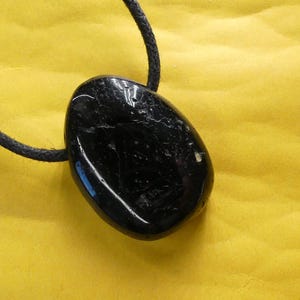 Lucky stone black tourmaline with black adjustable textile strap