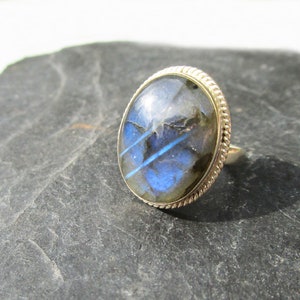 Labradorite ring, silver, oval stone size (56)57