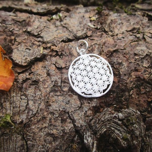 Colgante de cadena, plata, flor de la vida, ø aprox. 3 cm