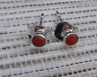 Dainty coral 925 silver earrings