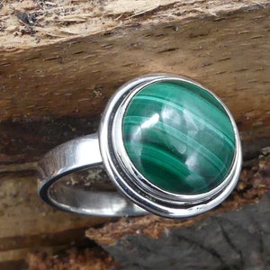 Large Malachite 925 Silver Ring