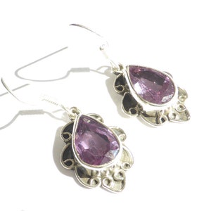 Faceted Amethyst Drops - Earrings with Silver