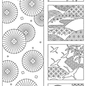HM-40 - PARASOL SEASON - Sashiko Pre-printed Panel - Dark Navy/ Indigo
