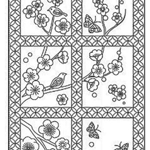 HM-37 - PLUM TREE - Sashiko Pre-printed Panel - Dark Navy-Indigo