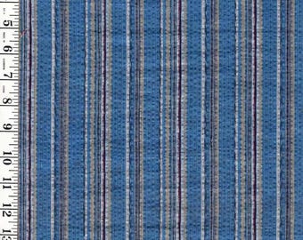 30% OFF - Vintage Woven Stripe # 969 - Japanese cotton fabric - Denim Blue & Tan - Traditional 14" wide - By the Half Yard
