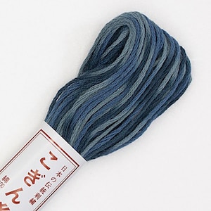 31 - Blue-Gray - Olympus Variegated Kogin Sashiko Thread - 18m skein - Thicker Look - Cotton Sashiko Embroidery Floss