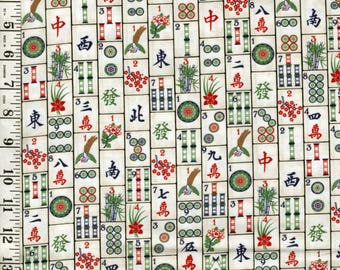 Asian - Japanese Novelty - Mahjong Tiles - FUN-CD4816 - Cream - By the Half Yard