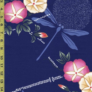 897 - Colorful Daylilies - Blue - Traditional 14" wide - By the Half Yard