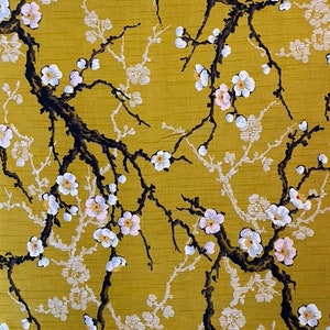 Japanese - Kokka - Cherry Blossom Branches - LOA-49080-2D - Yellow - By the Half Yard