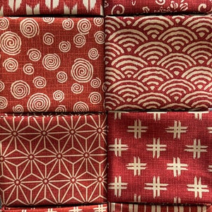 8 FAT QUARTER Color Pack - Japanese Traditional Cotton Prints - Brick Reds