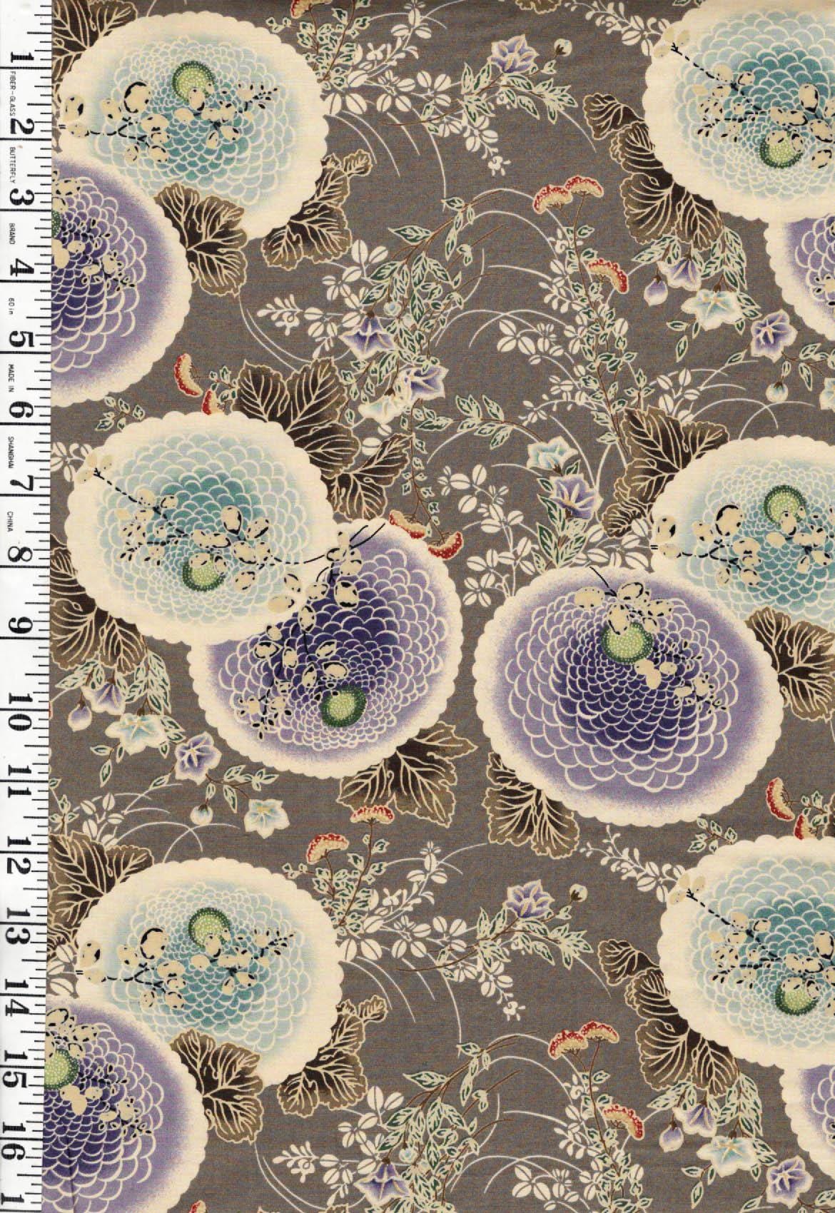 Japanese - Yuwa - Colorful Mums & Floral Branches - N-1074-D