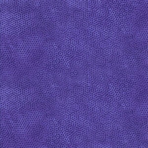 May include: Purple fabric with a repeating pattern of small hexagons and dots.