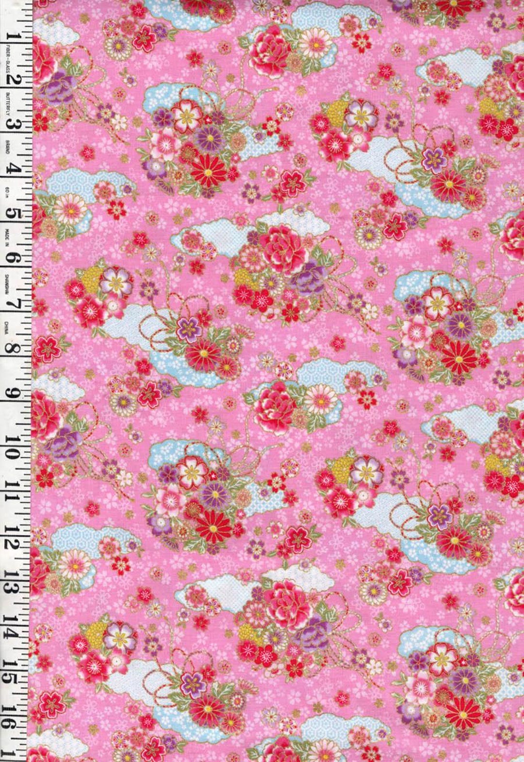 【蘭子 】Flower Motif All In One Japanese - Cosmo Small Clouds With Floral Bouquets - AP42210