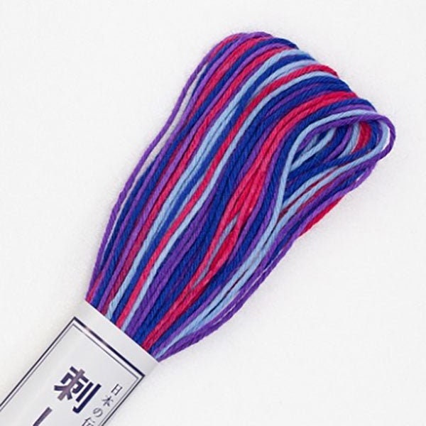 No. 76 - Variegated Blue, Red & Purple - Olympus Japanese Cotton Sashiko Thread - 20m