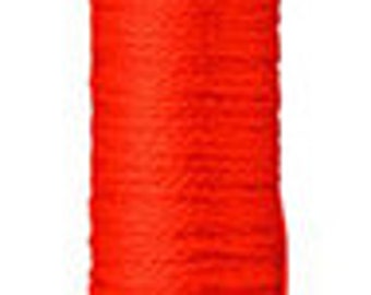 May include: A spool of bright orange embroidery floss wrapped around a cardboard tube. The label on the tube reads "Soie Pure" with a decorative floral design.