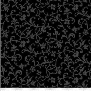 Blender-Coordinate - Black Tonal Floral Scroll - 04664-K - Onyx - By the Half Yard