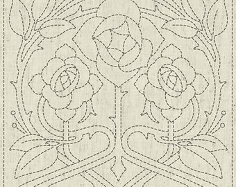 KF2021-21 - PASSION (Roses) - QH Textiles - Sashiko Pre-printed Sampler - Beige