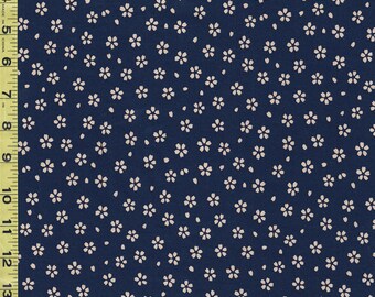 SALE - Sevenberry - Small Floating Tan Cherry Blossoms - SB-88220D5-3 - Indigo (Dark Navy) - Save 30% - By the Yard