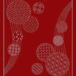 Wagara Windchimes - Sashiko Pre-printed Panel - HF1119-11C - Brick Red
