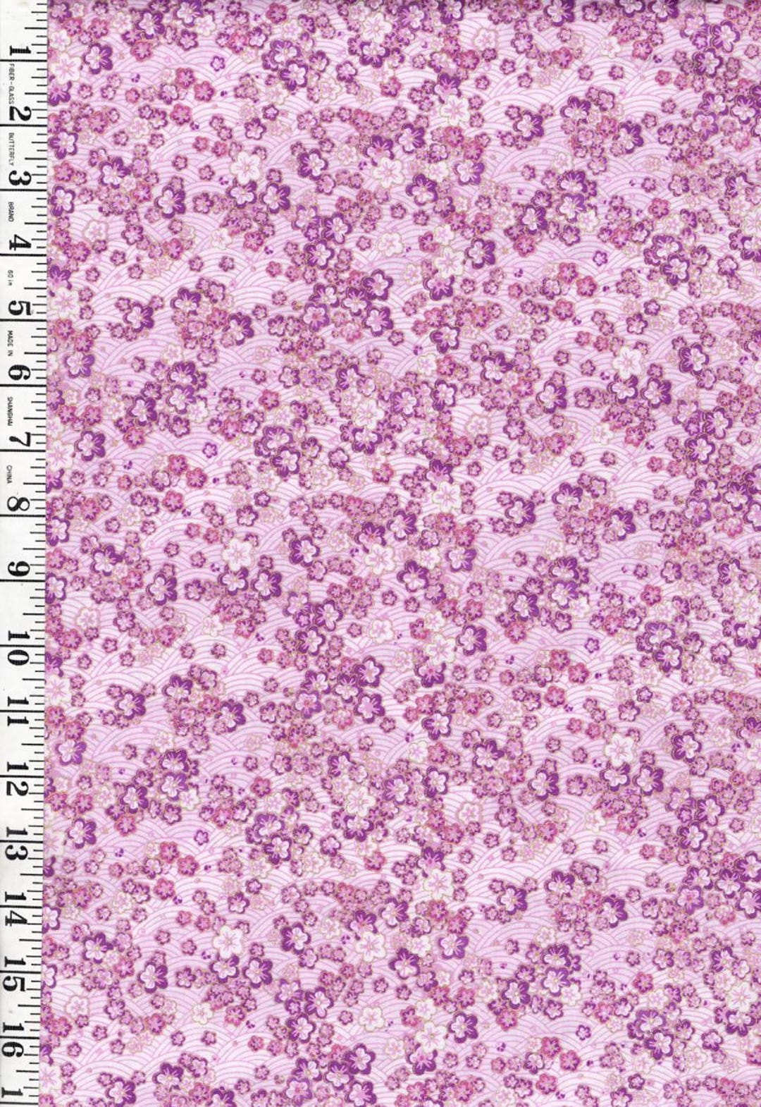 Asian - SHIZUKA - Small Floral Cherry Blossoms & Wave Motif