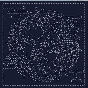 KF2025-44 - Dragon Crest - Sashiko Pre-printed Quilt Sampler - QH Textiles