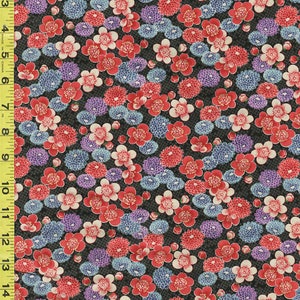 SALE - Sevenberry Kiku - Kiku (Chrysanthemums) & Cherry Blossoms - SB-850399D1-1 - BLACK - Save 20% - By the Yard