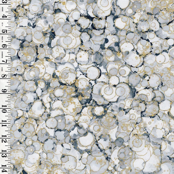 Fabric Art - Northcott Midas Touch - Abstract Compact Water Bubbles - DM26834-95 - Light Gray - By the Half Yard