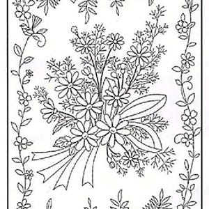 HM-55 - Floral BOUQUET - Sashiko Pre-printed Panel - Dark Navy-Indigo