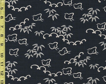 Japanese - Sevenberry Nara Homespun - Birds (Plover) & Bamboo Leaves - SB-88223-11 - Indigo - Sold by the Half Yard