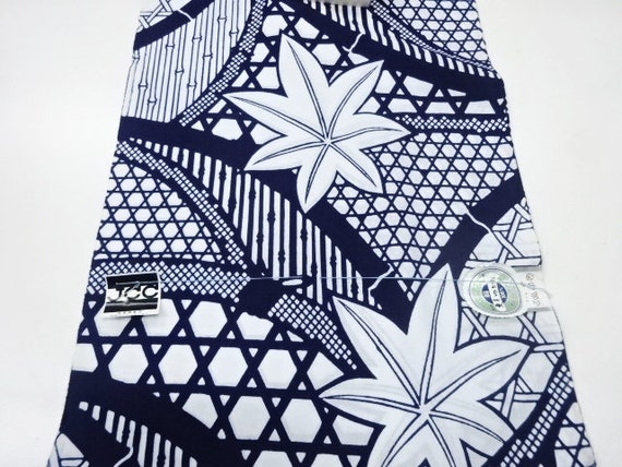 801 - Yukata Fabric - Maple Leaf Woven Basketry - Indigo