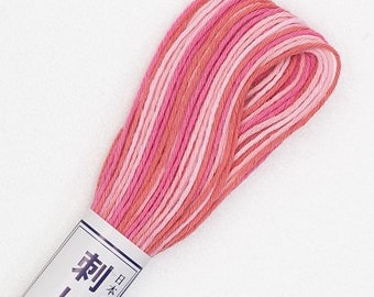 20m - # 53 Variegated Pinks - Olympus Japanese Cotton Sashiko Thread
