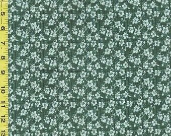 SALE - Tropical Fabric - In the Beginning - Mini Tropical Hibiscus - 5MT-1 - Dark Teal/ Blue-Green - By the Yard - SAVE 30%