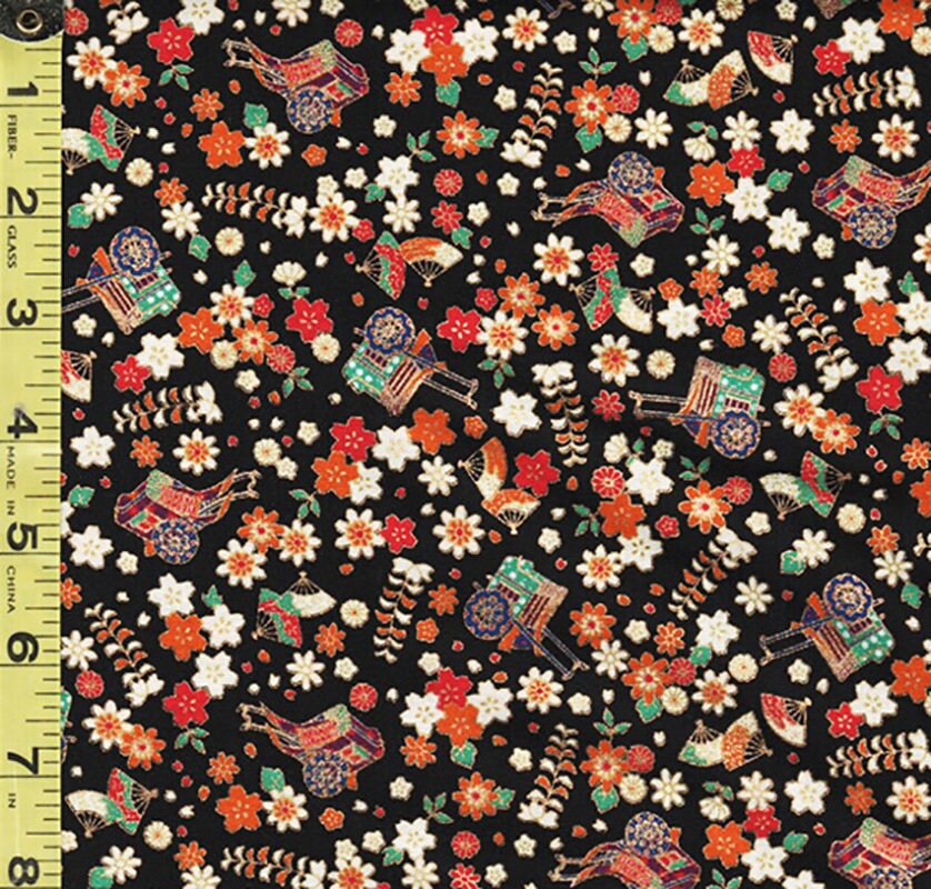 Japanese - Naka Japanese Carts & Floral Blossoms - Gold