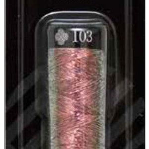 May include: A spool of metallic embroidery thread in a pink and green color with the number 103 printed on the spool. The spool is labeled "Lecien" and "Nishikito" in Japanese.