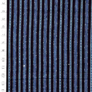 988 - Japanese Vintage Woven Stripe Fabric - Navy & Dark Indigo - Traditional 14&quot; Wide - By the Half Yard
