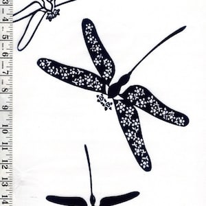 664 - Yukata Fabric - Large Decorative Dragonflies - Traditional 14&quot; wide - White - By the Half Yard