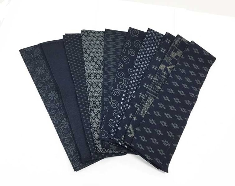 Indigo 2 each 10 Japanese Traditional Indigo Fabrics 2 12 Strips