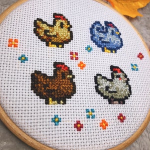 Stardew Valley Chickens Cross Stitch Pattern (Digital DIY Pattern)