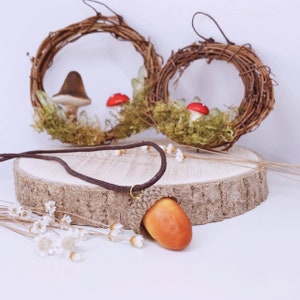 Faux Acorn Cord Necklace