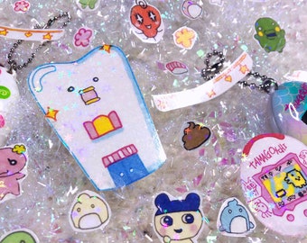 Holographic Tamagotchi Hand Drawn Stickers