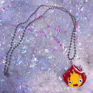 Japanese Anime Fire Flame Sprite Ball Chain Necklace