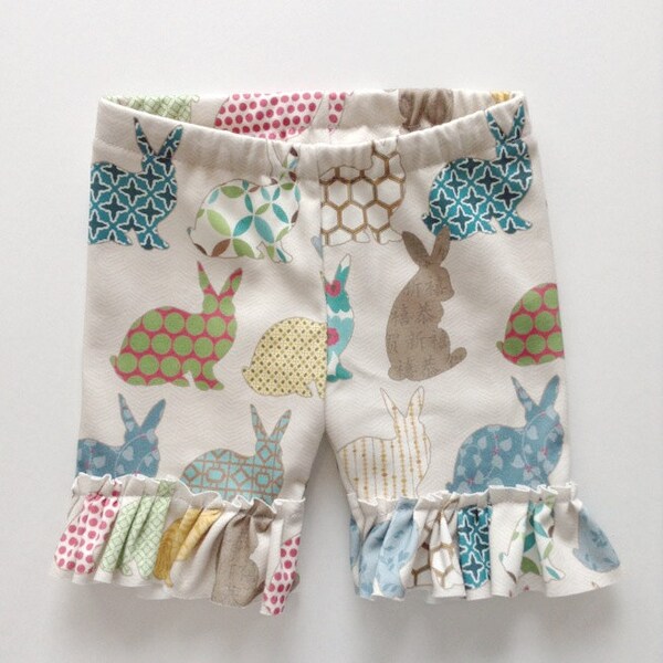 SALE Bunny Spring Organic Cotton Ruffle Baby Toddler Kids Shorts Shorties