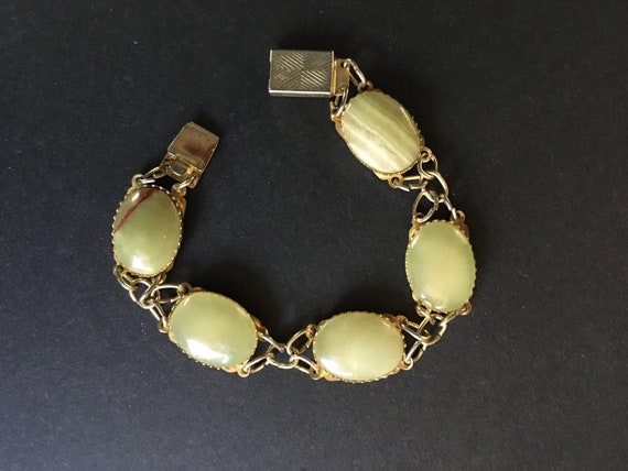Vintage bracelet with green stones - image 1